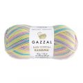 Пряжа Gazzal Baby Cotton Rainbow (481) желто-розово-бирюзовый, фото 1
