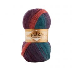 Пряжа Alize angora gold batik (7563) бирюза-горчица-фиолетовый, фото 2