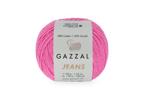 Пряжа Gazzal jeans (1135) ярко-розовый, фото 1
