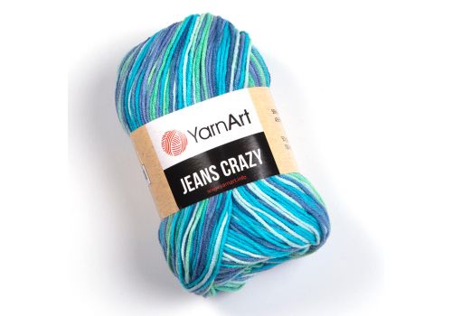 Пряжа YarnArt Jeans Crazy (7204) бирюза принт, фото 1