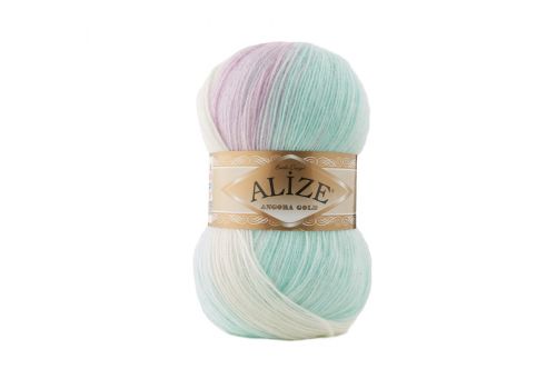 Пряжа Alize angora gold batik (6620) мята-лиловый-белый, фото 1