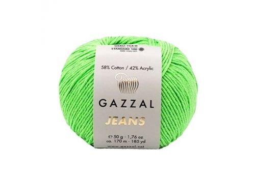 Пряжа Gazzal jeans (1150) зеленый неон, фото 1