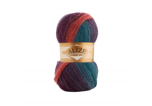 Пряжа Alize angora gold batik (7563) бирюза-горчица-фиолетовый, фото 2