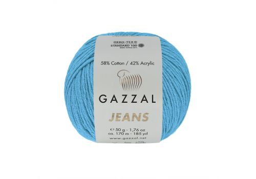 Пряжа Gazzal jeans (1147) яркая бирюза, фото 1