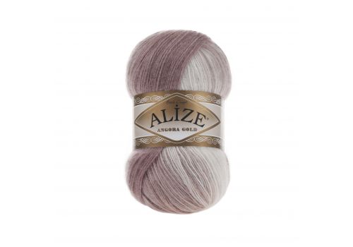 Пряжа Alize angora gold batik (5698) белый-пыльная сирень, фото 1