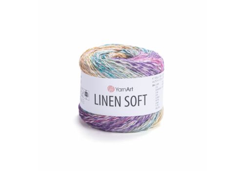 Пряжа YarnArt Linen Soft (7401) радуга, фото 1